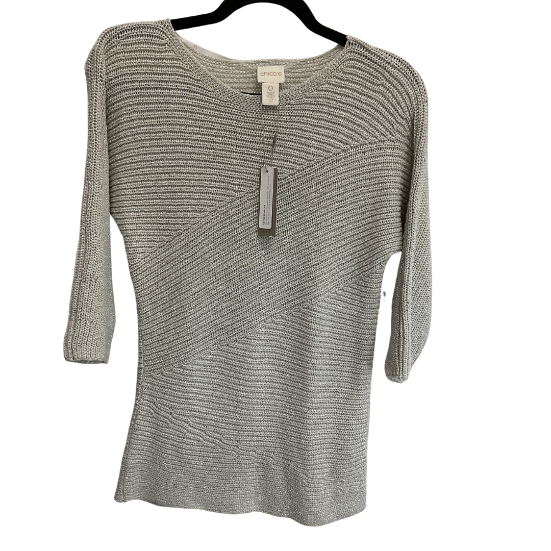 Sweater By Chicos In Silver, Size: S