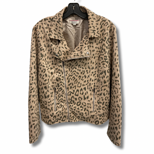 Jacket Moto By Andree By Unit In Animal Print, Size: L