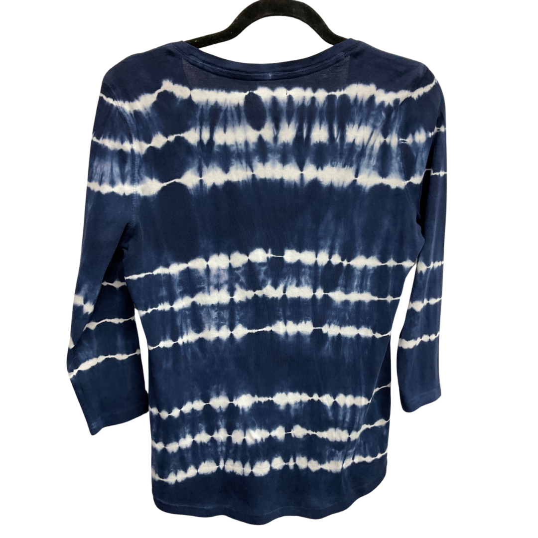 Top Long Sleeve By Chaps In Blue & White, Size: M