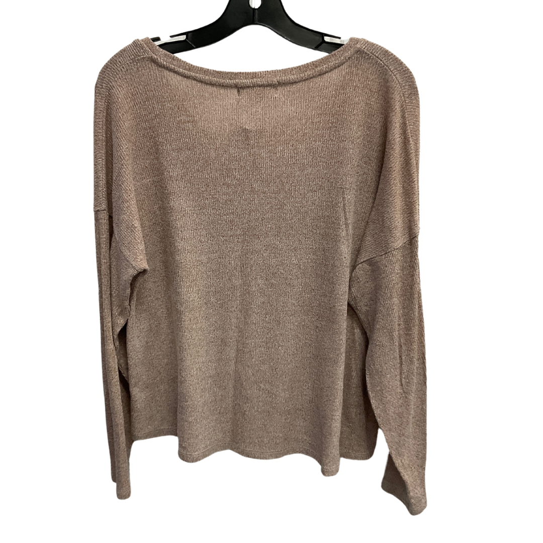 Top Long Sleeve Basic By Pink Rose In Tan, Size: L