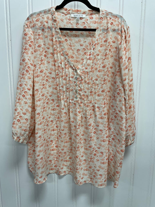 Top Long Sleeve By Rose And Olive In Pink & Tan, Size: 3x