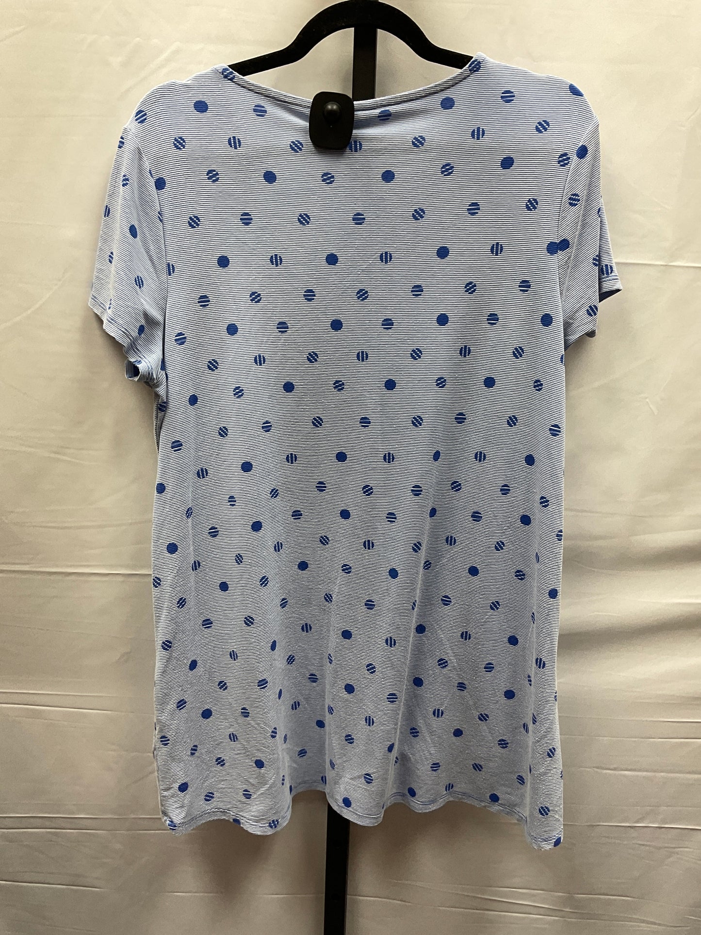 Blue & White Top Short Sleeve Chicos, Size L