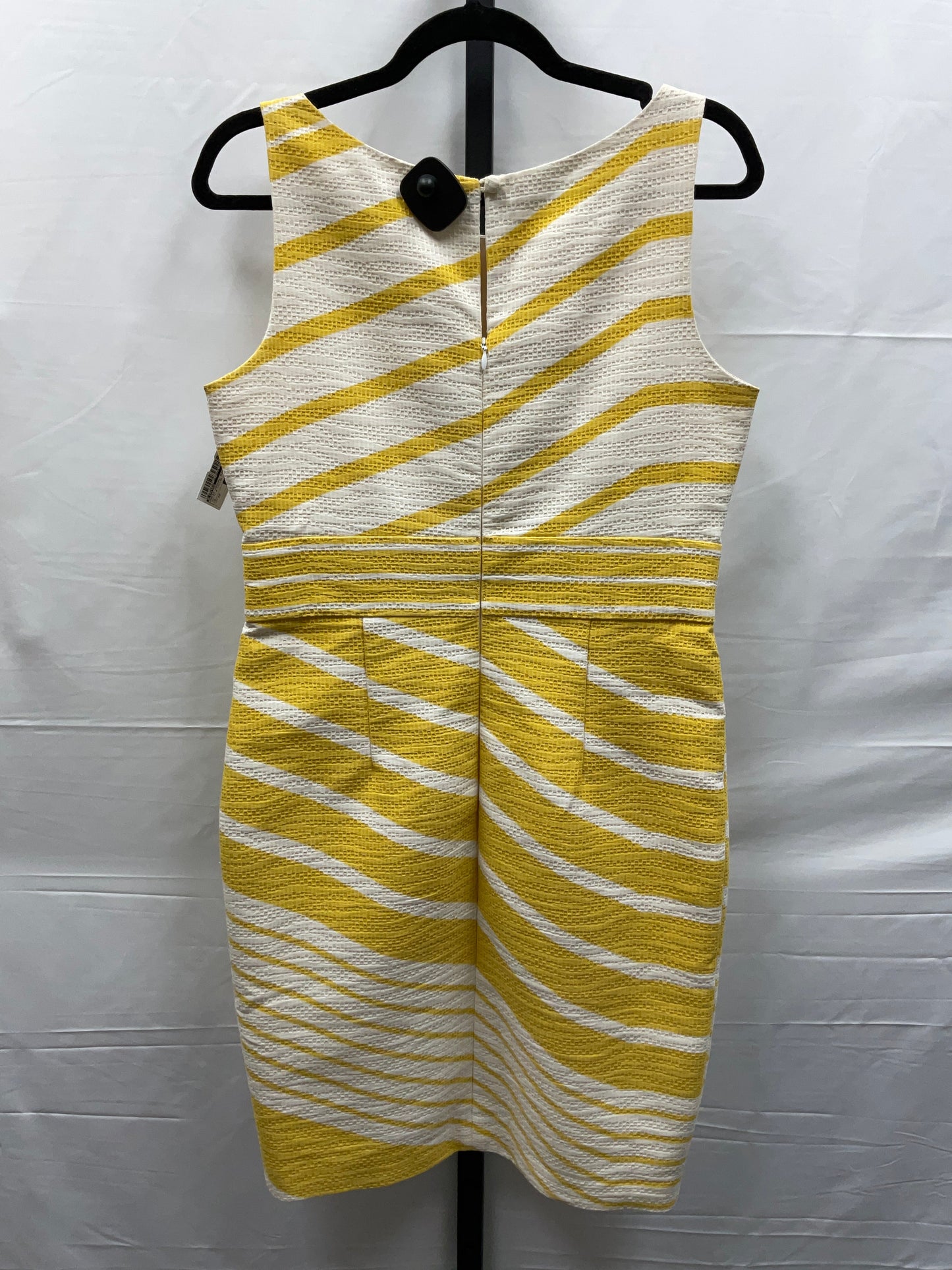 White & Yellow Dress Casual Midi Limited, Size 10