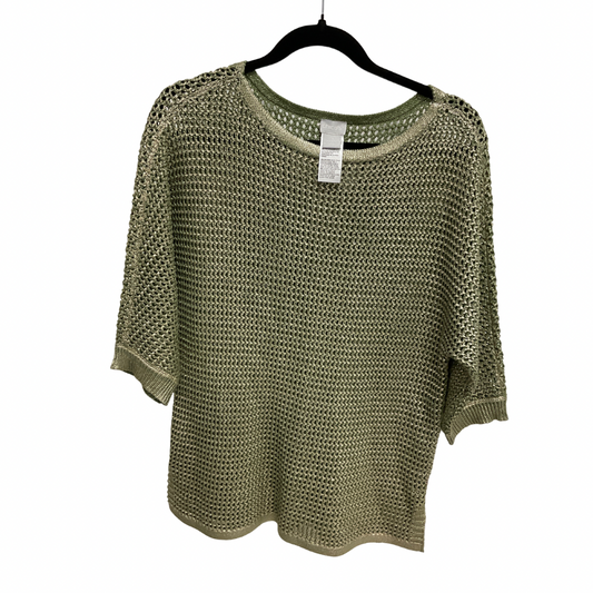 Sweater By Chicos In Green & Tan, Size: M