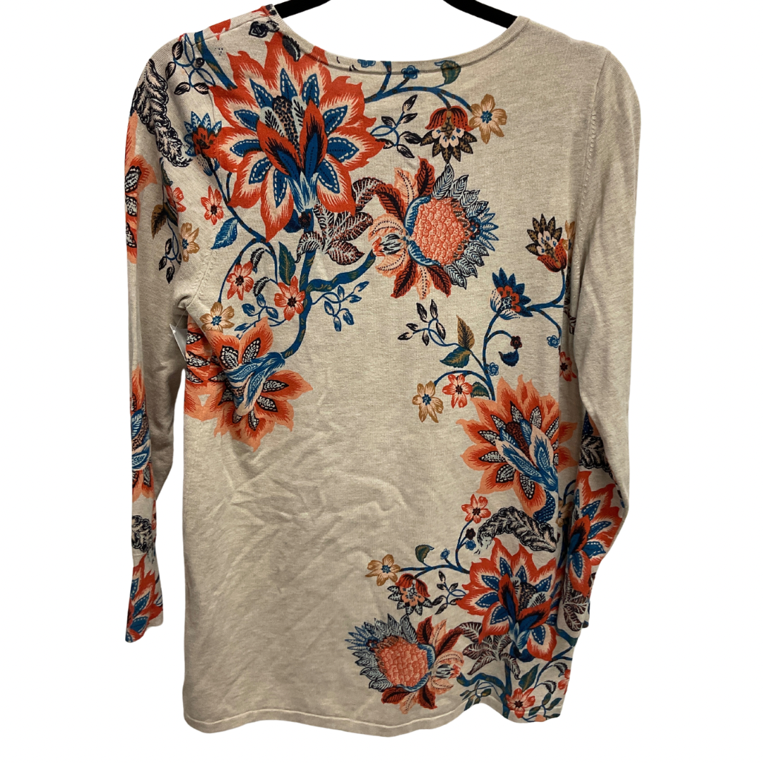 Sweater By Chicos In Cream & Orange, Size: S