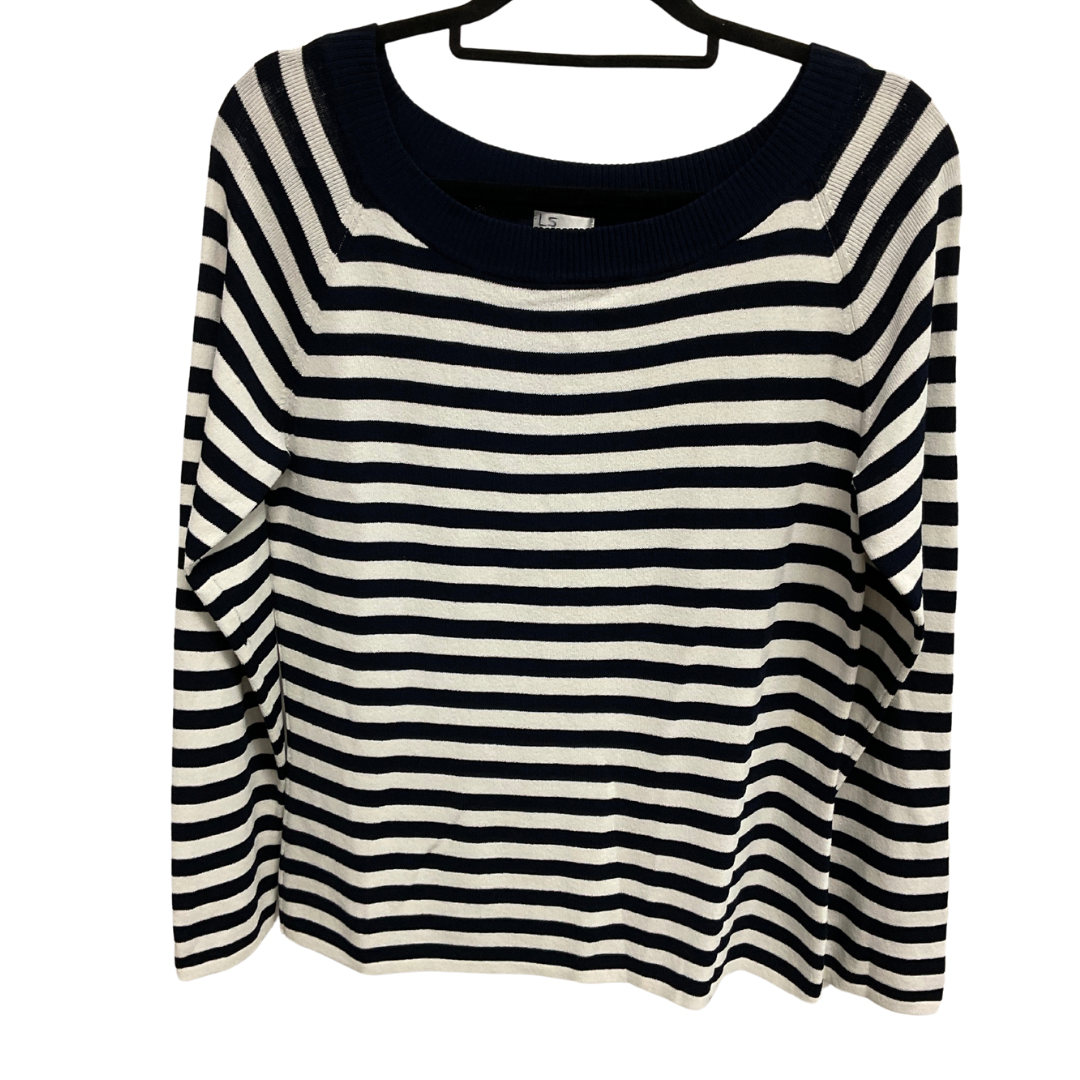 Sweater By Chicos In Blue & White, Size: L