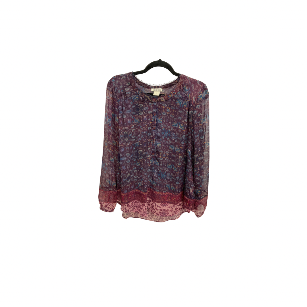 Top Long Sleeve By Lucky Brand In Paisley Print, Size: L