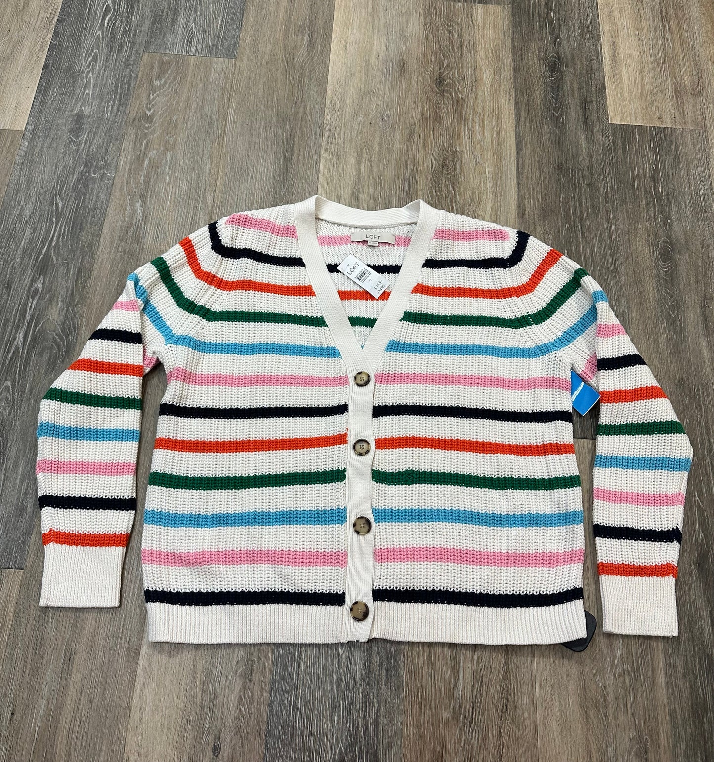 Sweater Cardigan By Loft In Multi-colored, Size: Xl