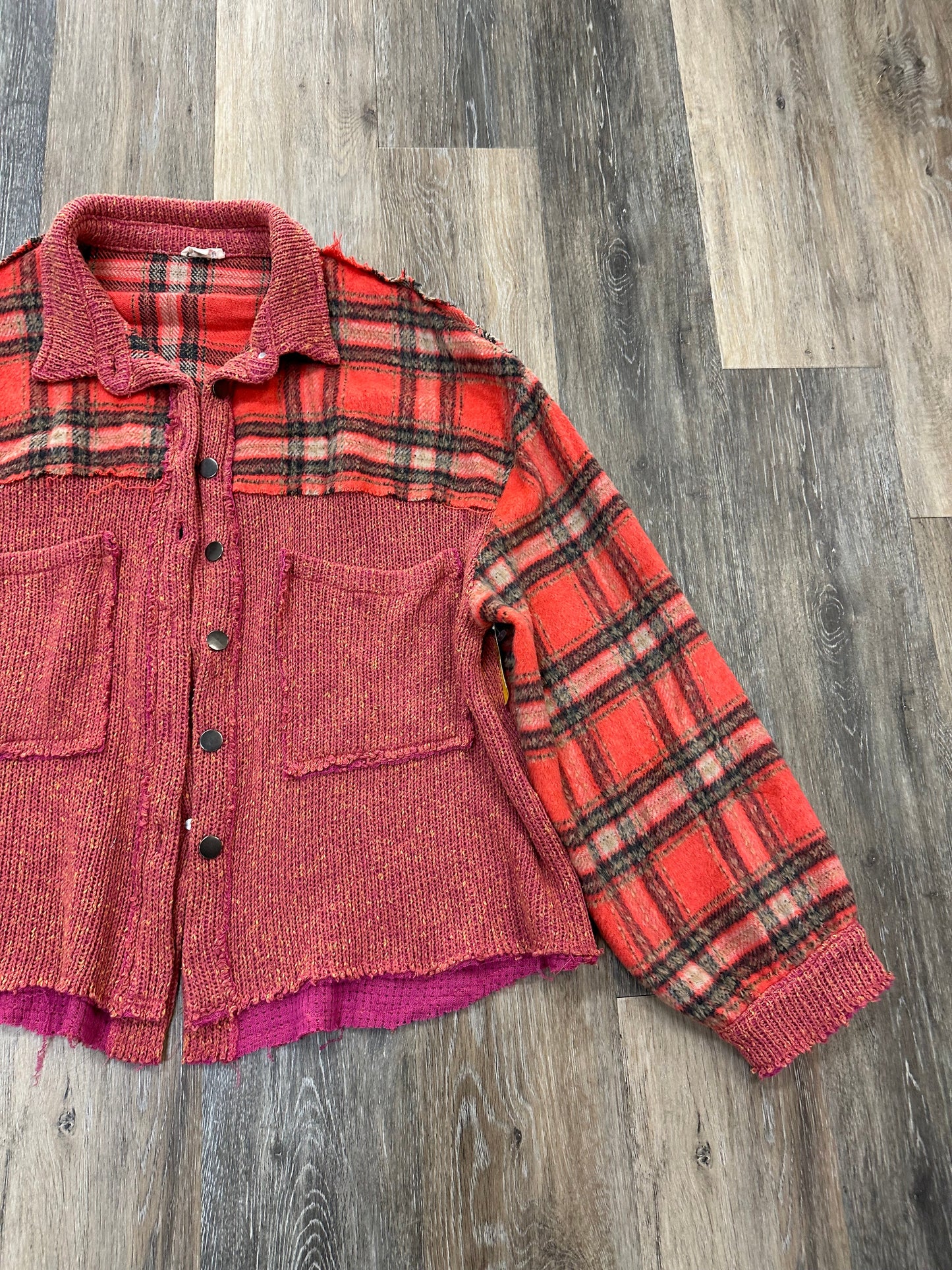 Jacket Shirt By Pol In Plaid Pattern, Size: M