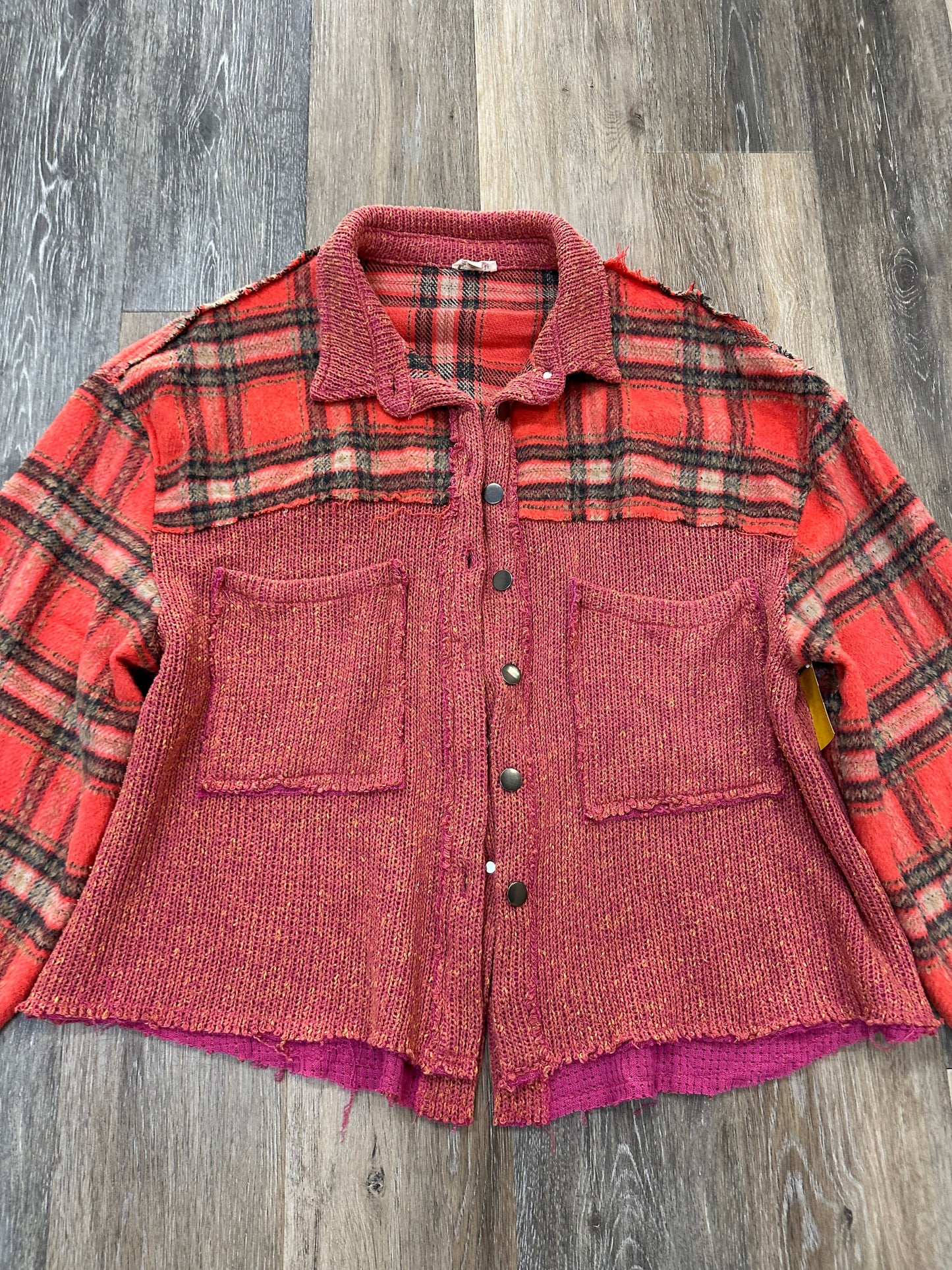 Jacket Shirt By Pol In Plaid Pattern, Size: M