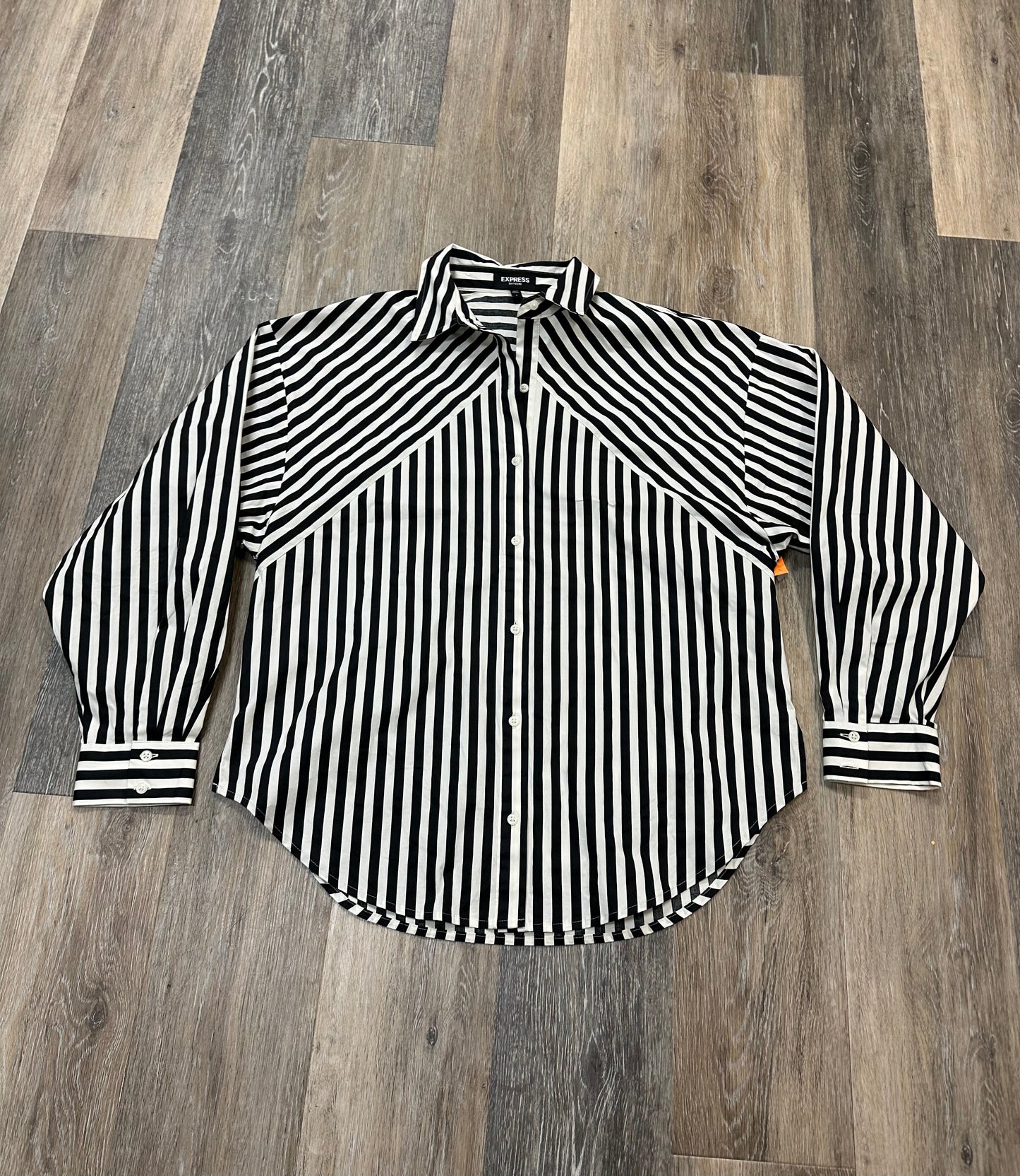 Blouse Long Sleeve By Express In Striped Pattern, Size: S