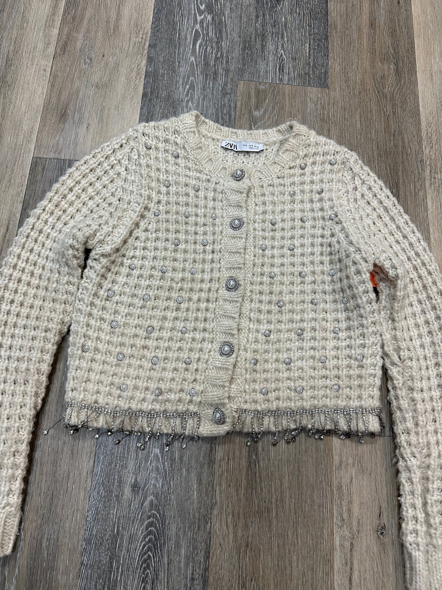 Sweater Cardigan By Zara In Cream, Size: S