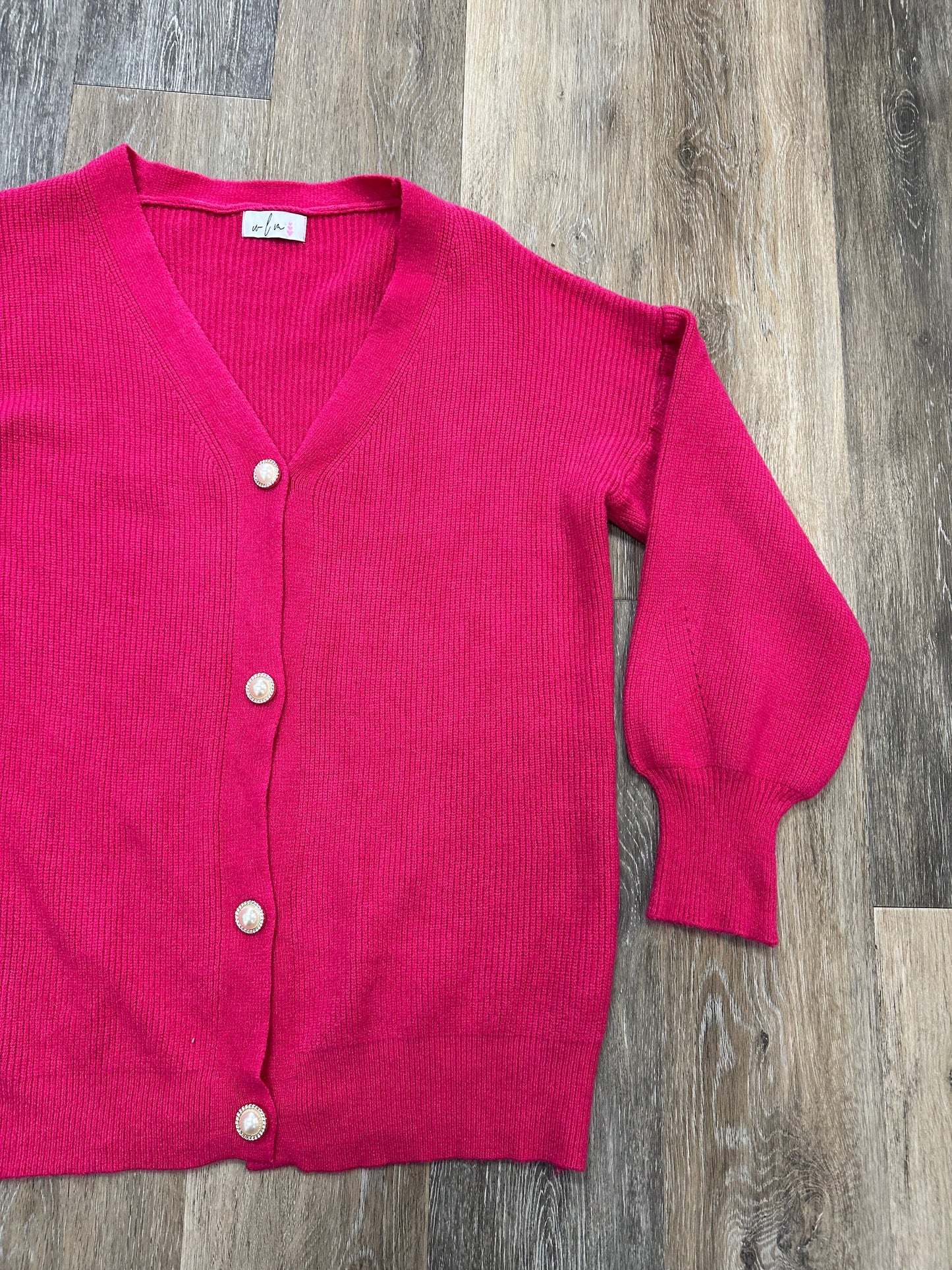 Sweater Cardigan By Clothes Mentor In Pink, Size: L