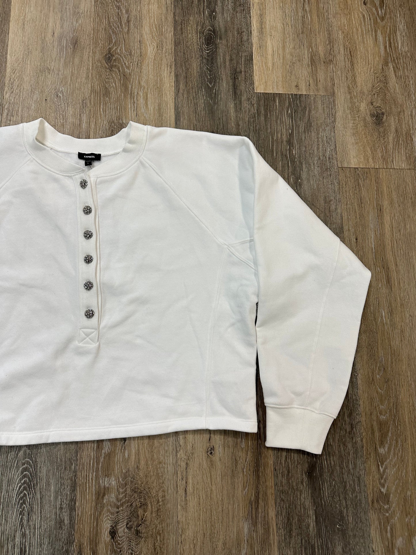 Top Long Sleeve By Express In White, Size: L