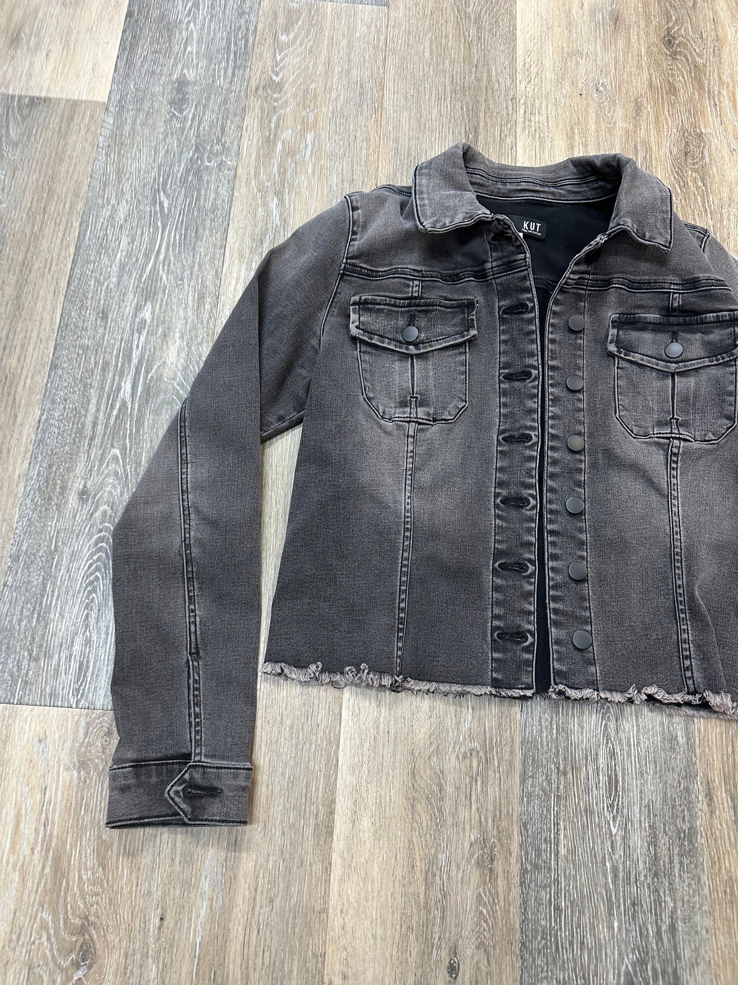 Jacket Denim By Kut In Black Denim, Size: L