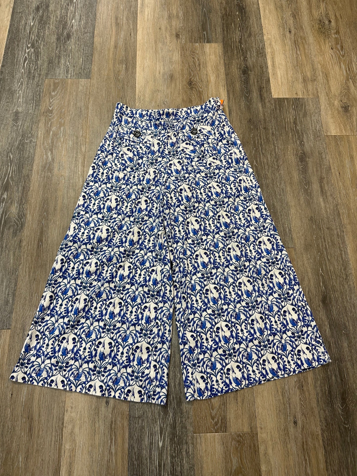 Pants Cropped By Maeve In Blue & Cream, Size: 4p