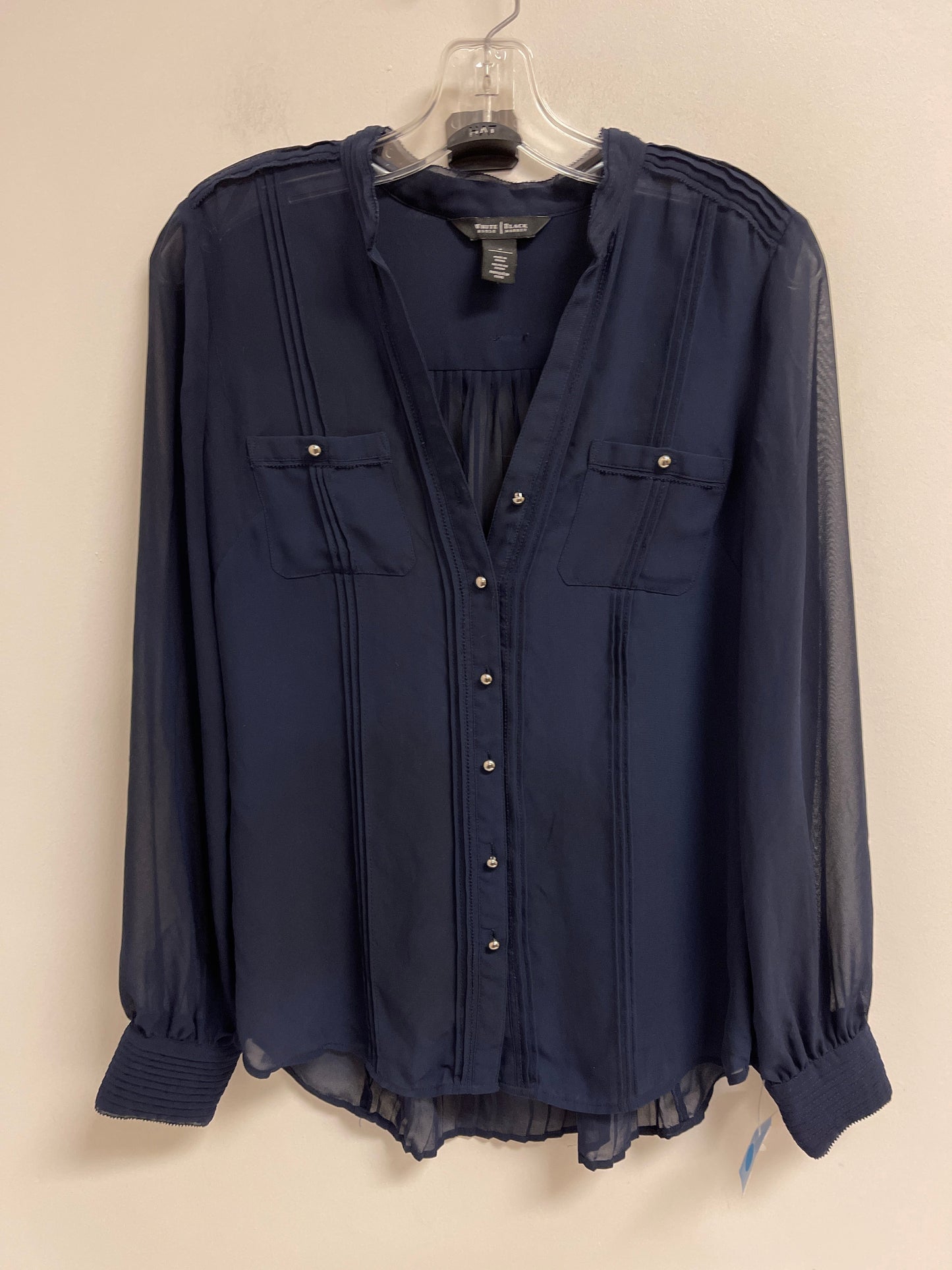 Blouse Long Sleeve By White House Black Market In Navy, Size: S