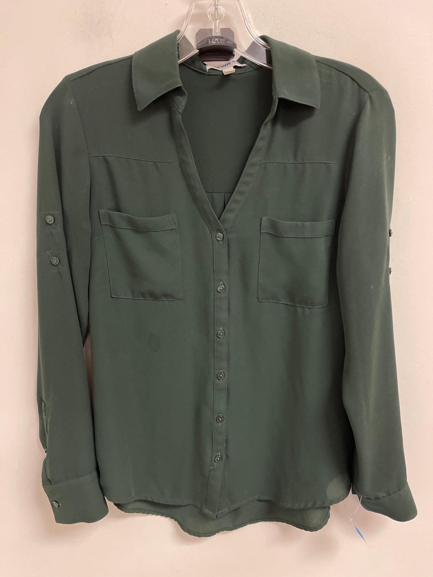 Blouse Long Sleeve By Express In Green, Size: Xs