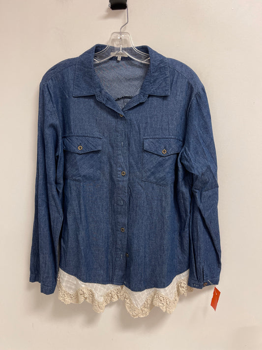 Blouse Long Sleeve By Jodifl In Blue Denim, Size: S