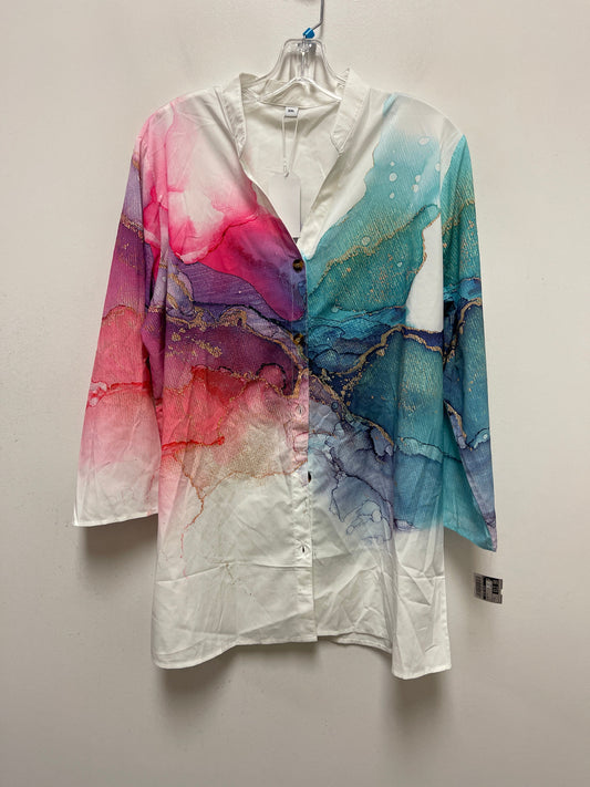 Multi-colored Blouse Long Sleeve Clothes Mentor, Size 2x