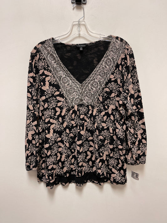 Top Long Sleeve By Lucky Brand In Black & Cream, Size: L