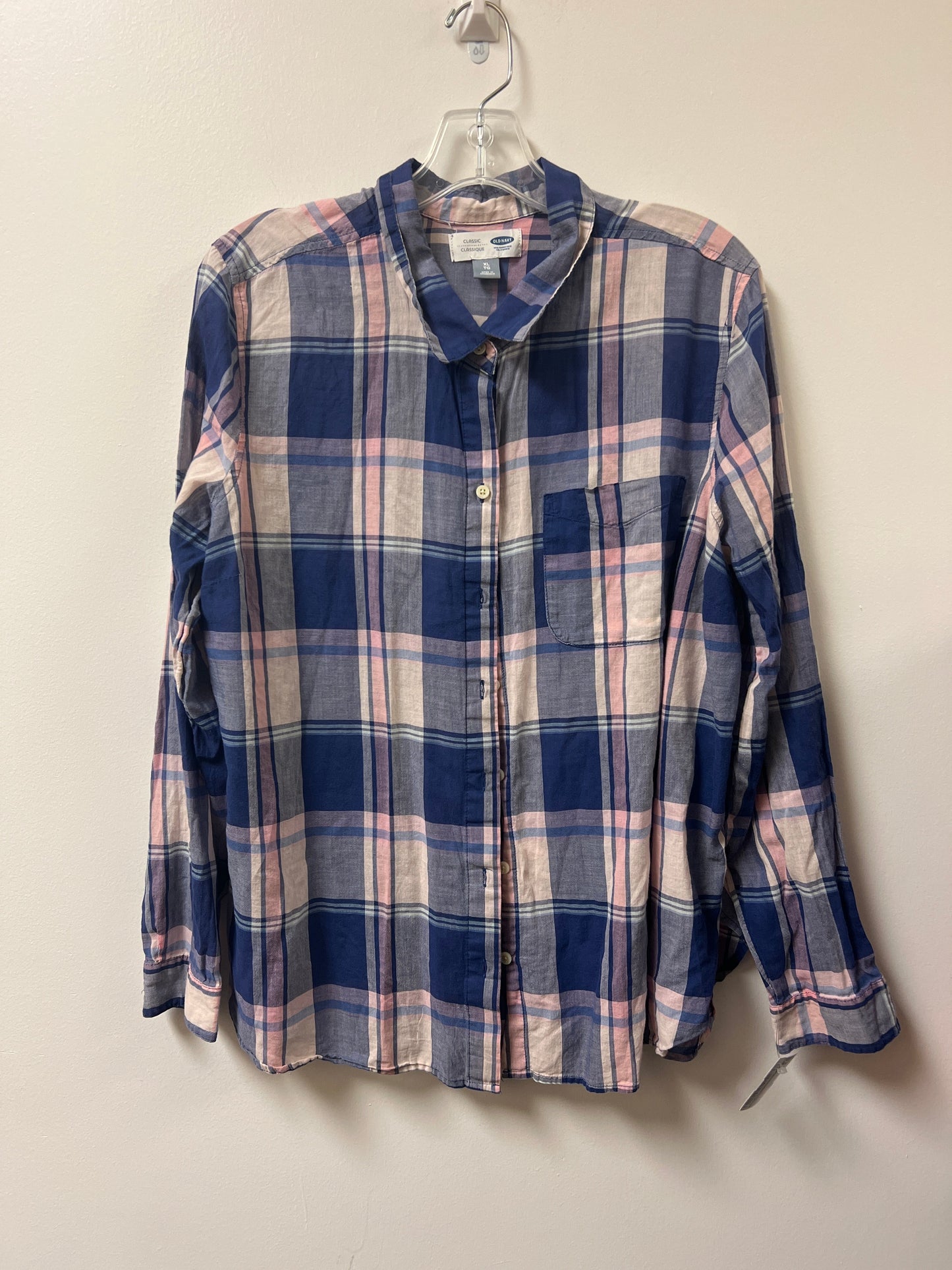 Blouse Long Sleeve By Old Navy In Blue, Size: Xl