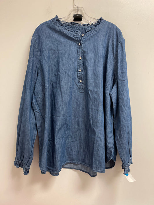 Top Long Sleeve By Talbots In Blue, Size: 3x