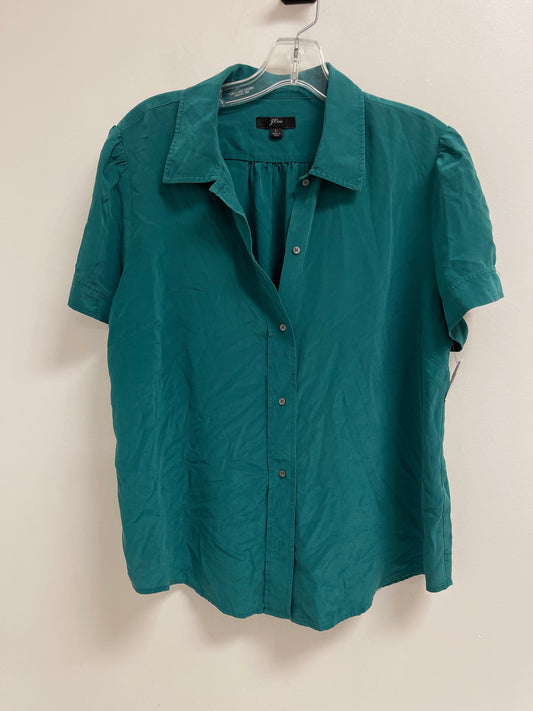 Blouse Short Sleeve By J. Crew In Green, Size: L