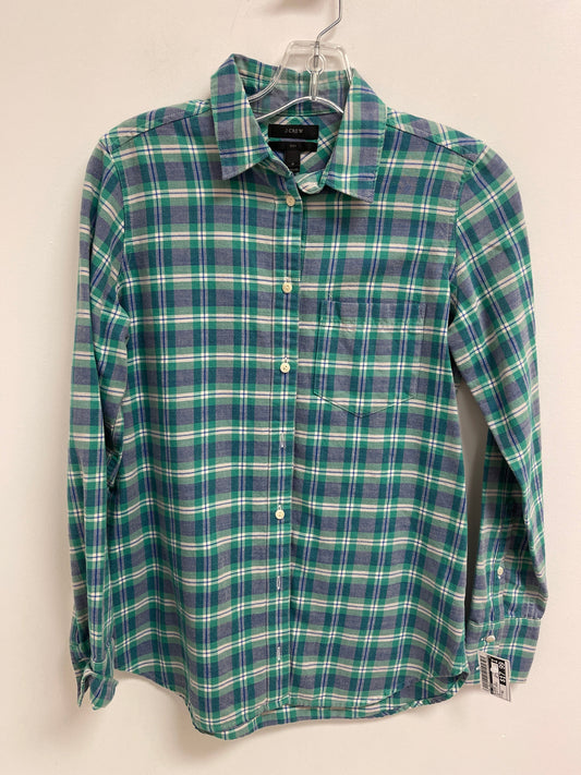 Blouse Long Sleeve By J. Crew In Blue & Green, Size: Xs