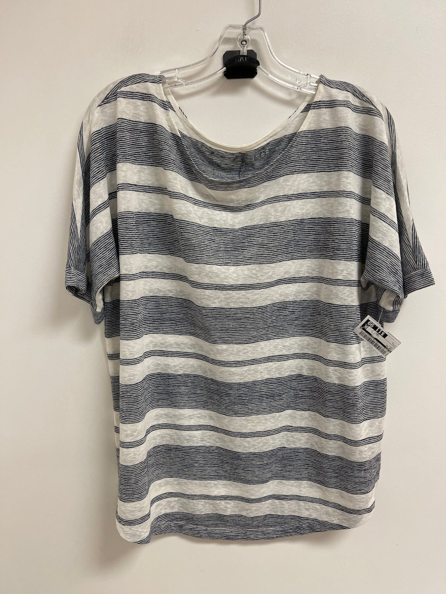 Top Short Sleeve By Loft In Navy, Size: L