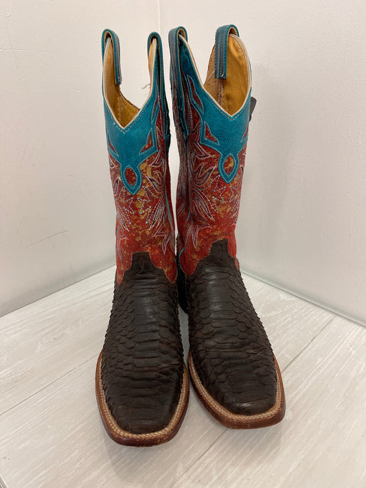 Boots Western By Cmb In Blue & Red, Size: 7.5