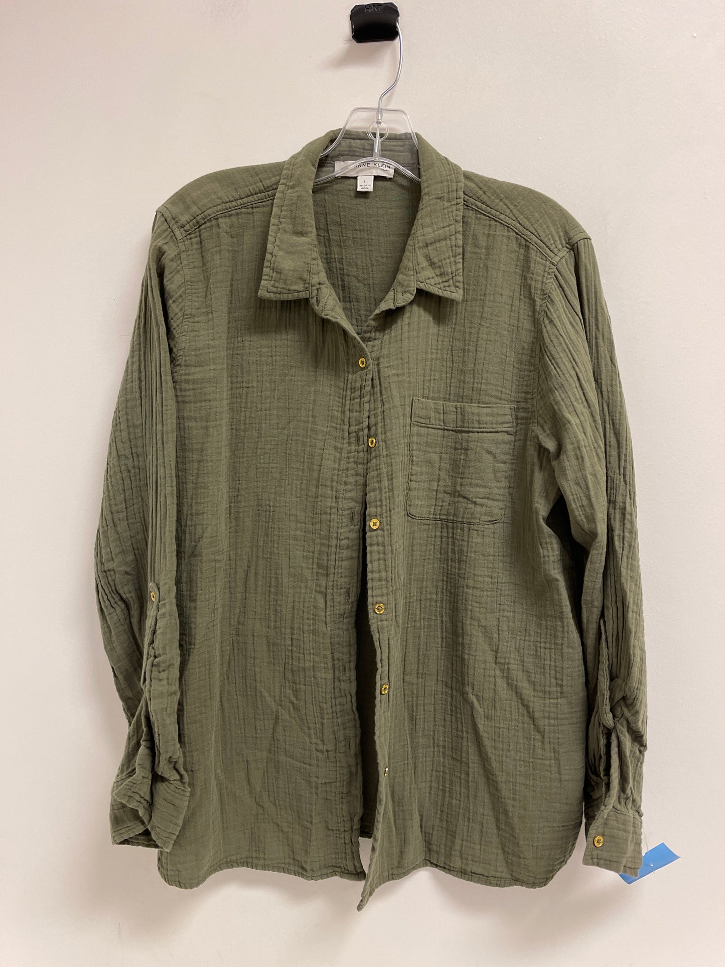 Blouse Long Sleeve By Anne Klein In Green, Size: L