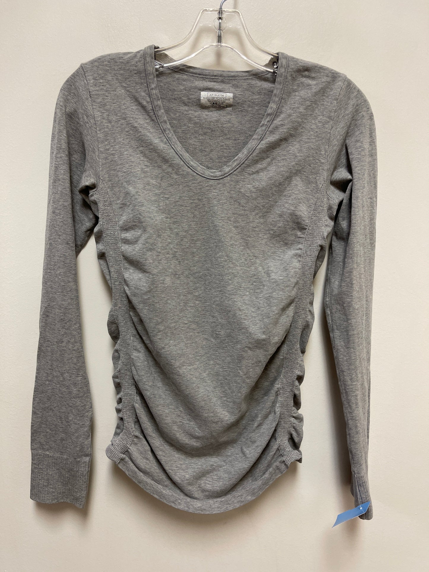 Athletic Top Long Sleeve Collar By Athleta In Grey, Size: S