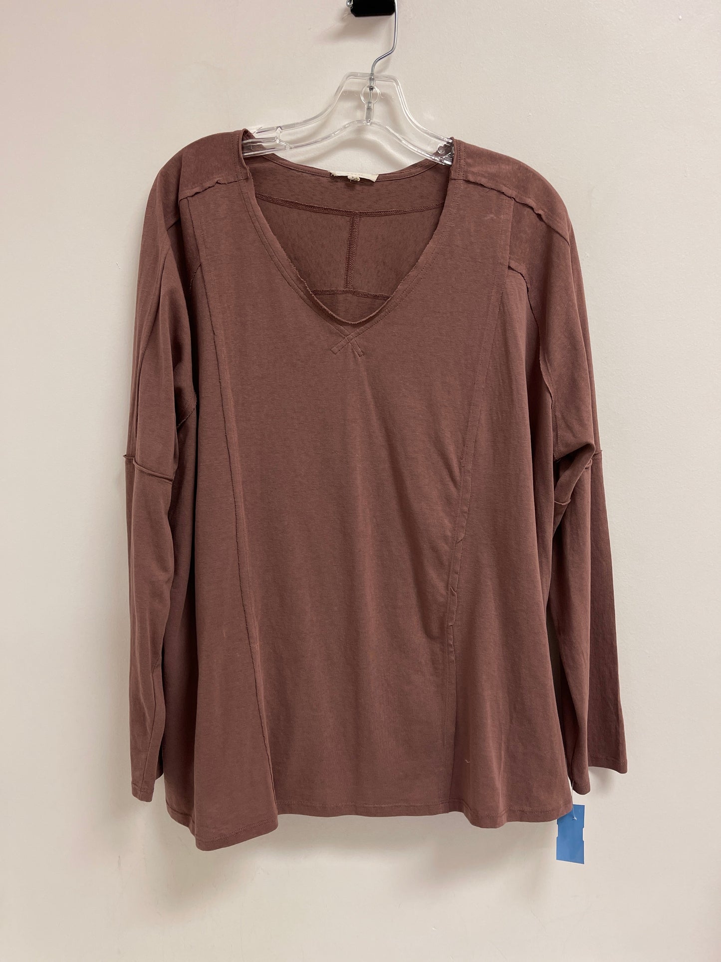 Top Long Sleeve By Easel In Brown, Size: L