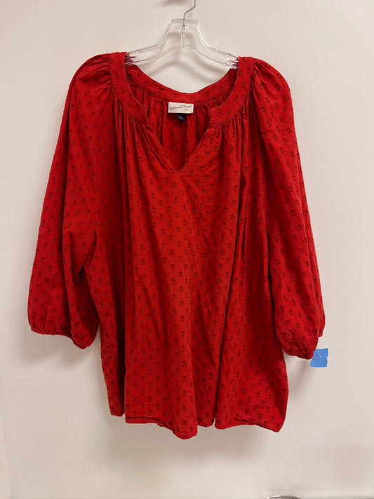 Top Long Sleeve By Universal Thread In Red, Size: 3x