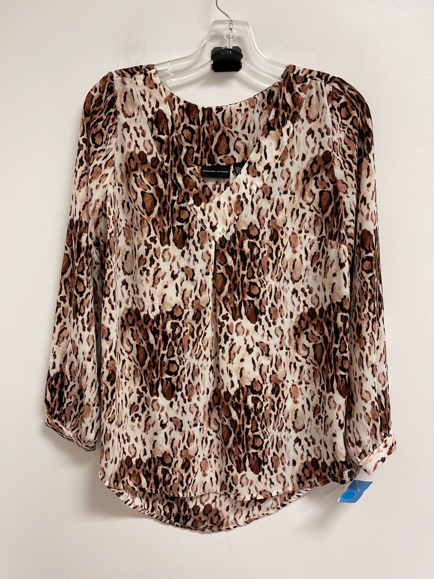 Top Long Sleeve By Adrienne Vittadini In Animal Print, Size: S