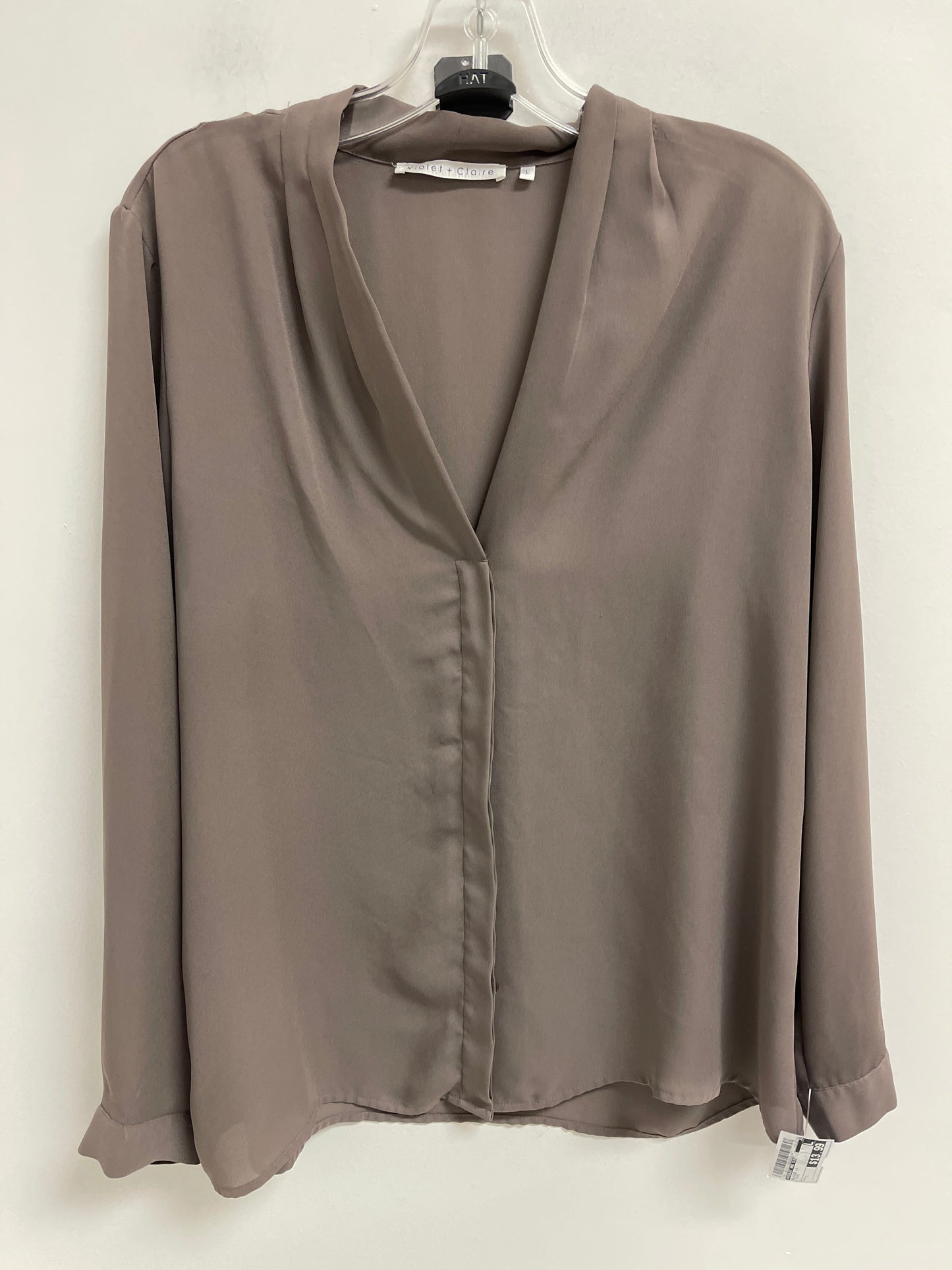 Blouse Long Sleeve By Violet And Claire In Taupe, Size: L