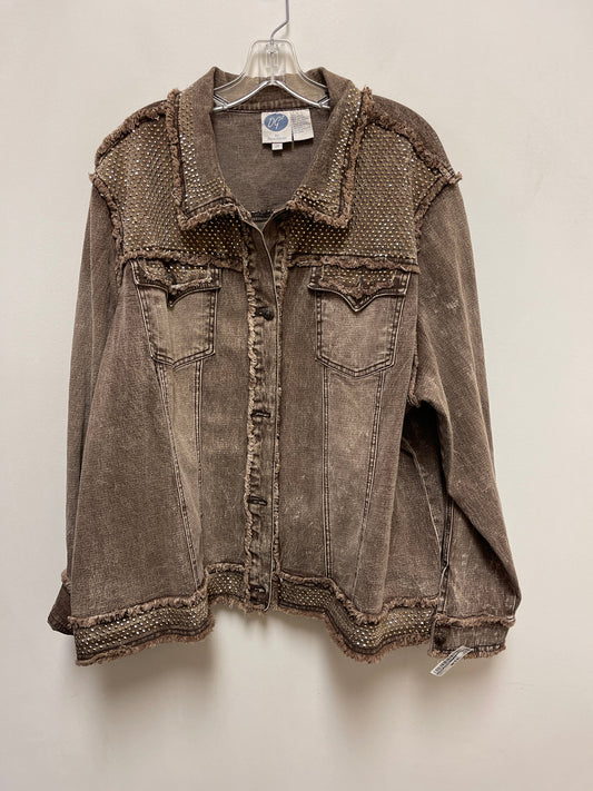 Jacket Denim By Diane Gilman In Brown, Size: 3x