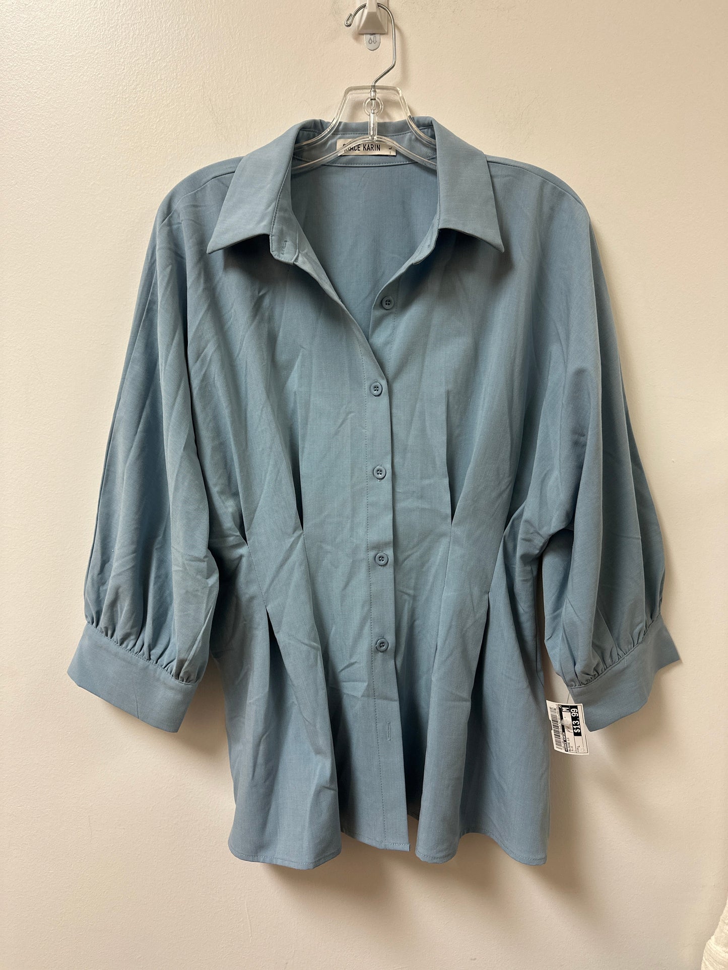 Blouse Long Sleeve By Grace Karin In Blue, Size: L