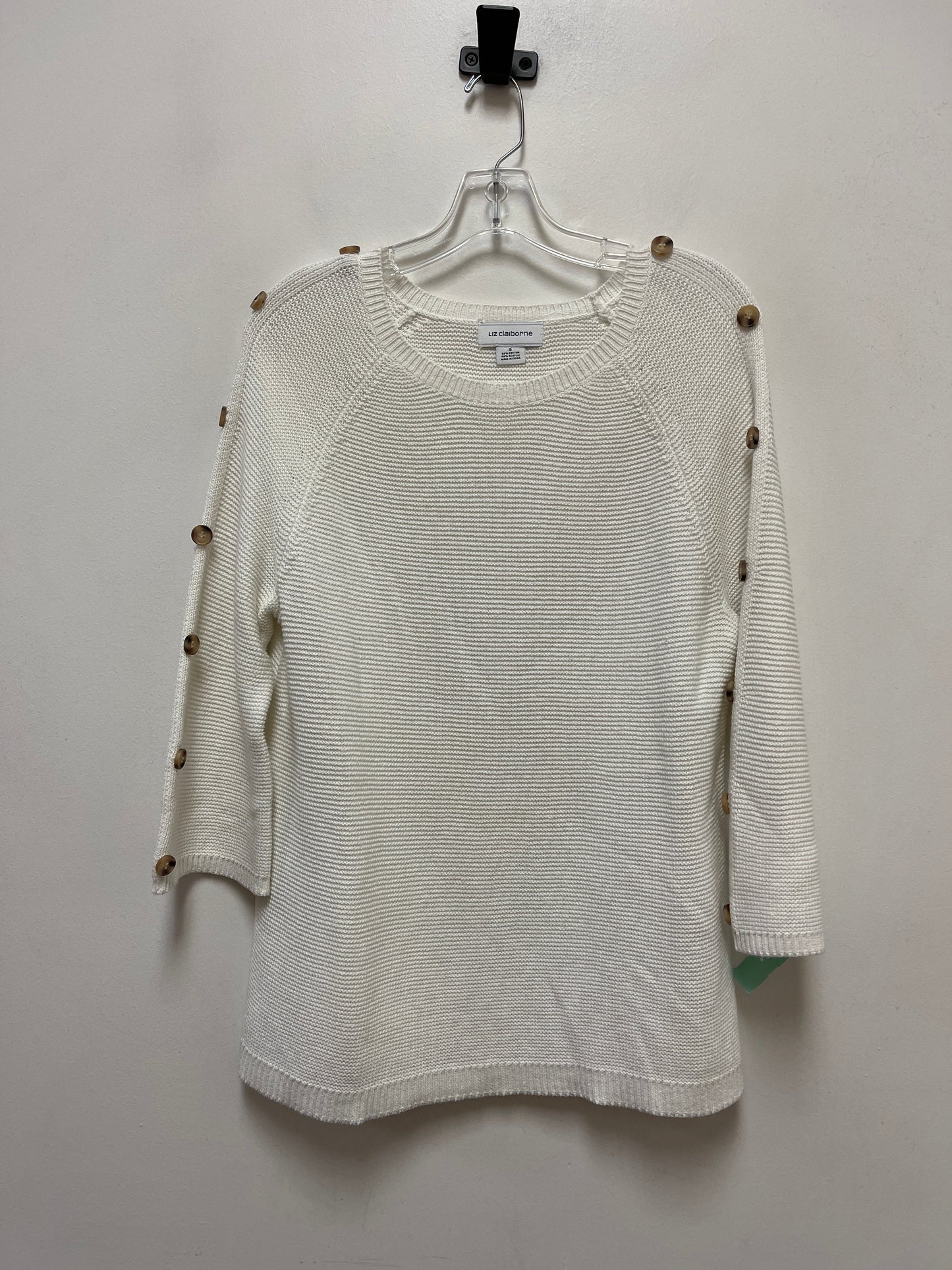 Sweater By Liz Claiborne In White, Size: S