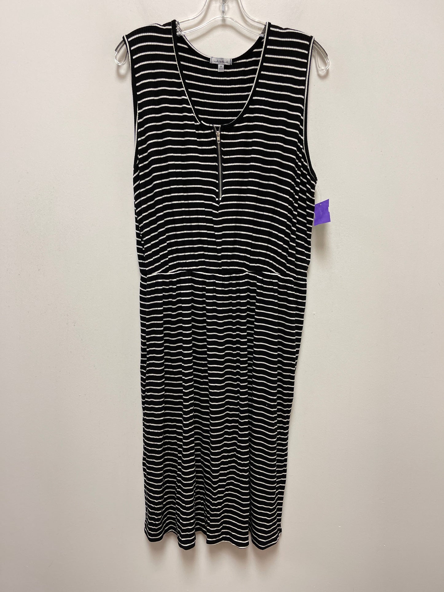 Black Dress Casual Midi White Birch, Size 3x