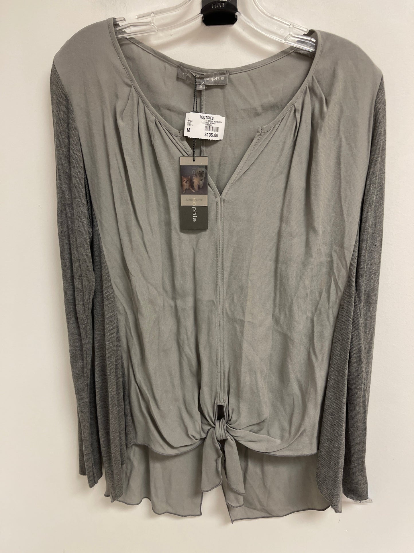 Blouse Long Sleeve By Cmb In Grey, Size: M