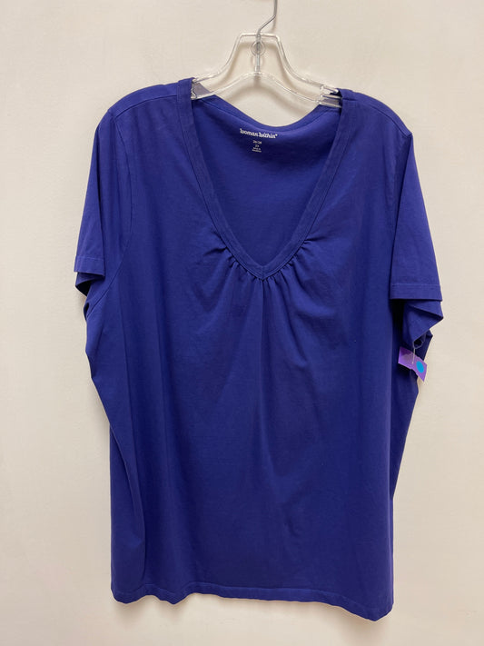 Top Short Sleeve Basic By Woman Within In Purple, Size: 2x