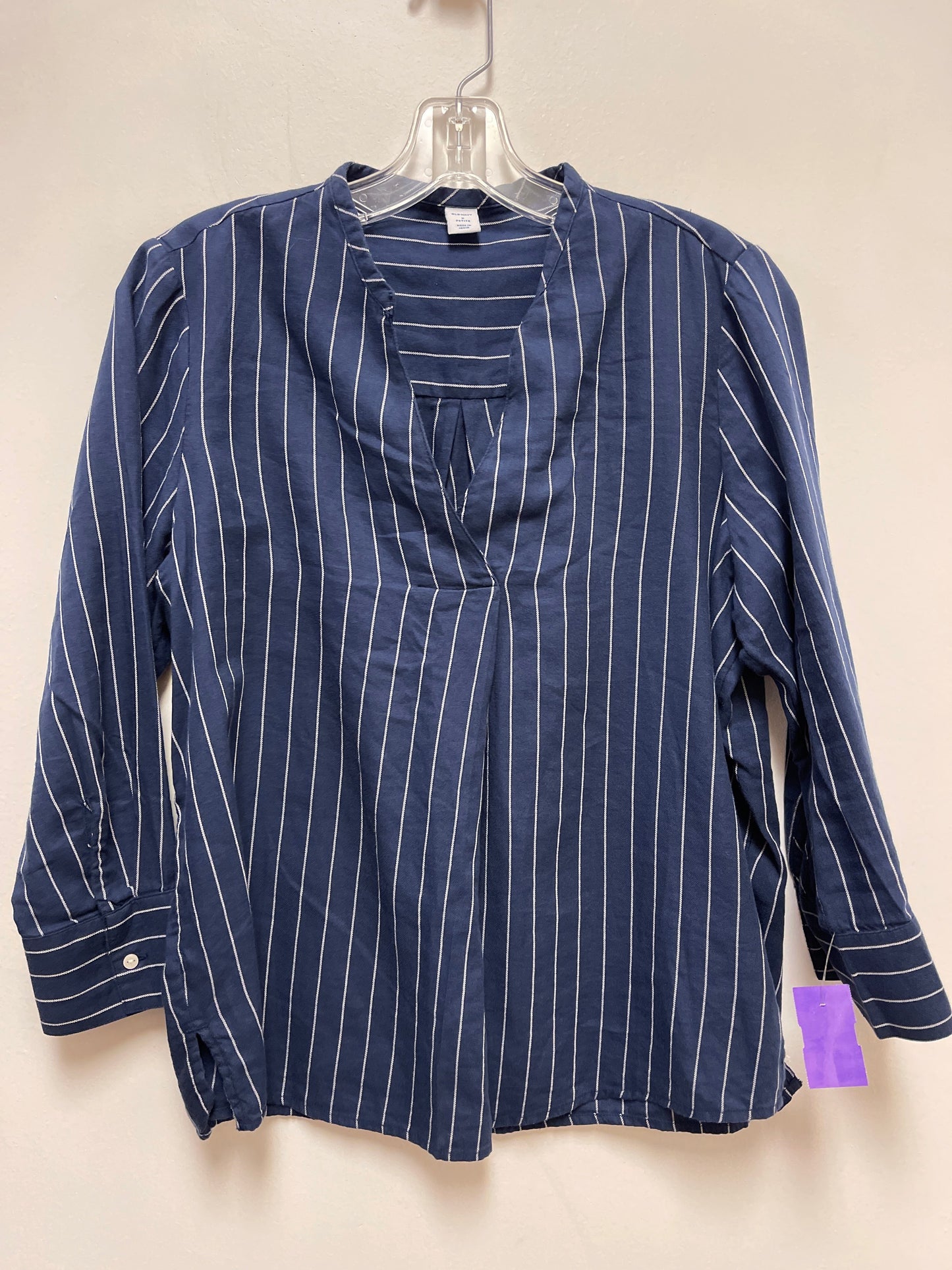 Top Long Sleeve By Old Navy In Blue & White, Size: S