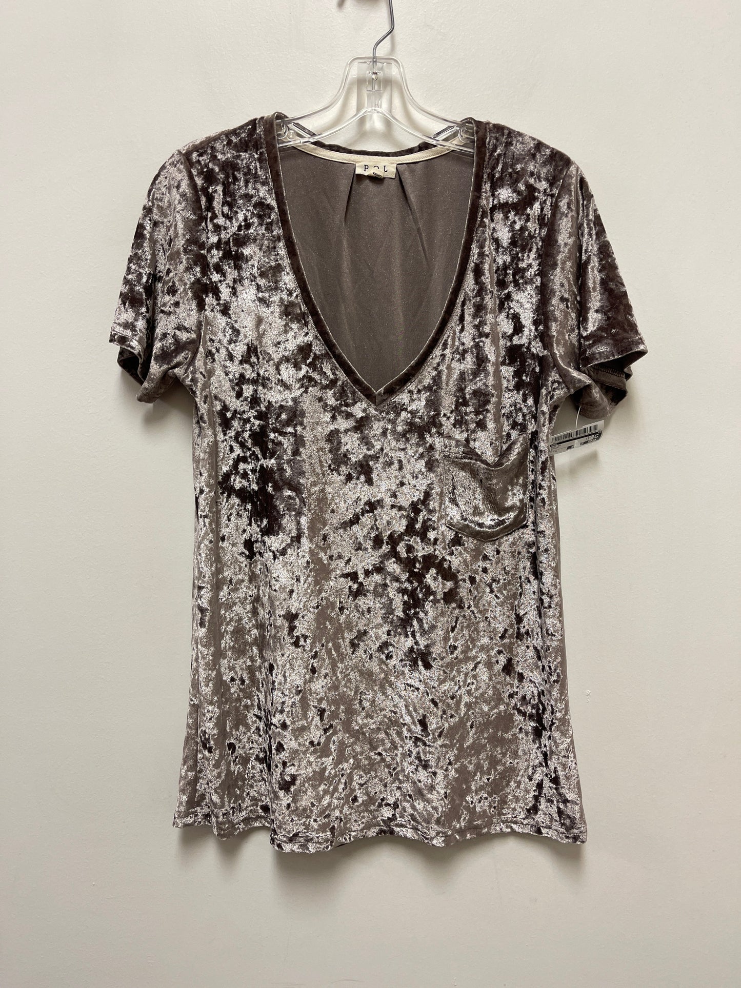 Brown Top Short Sleeve Pol, Size S