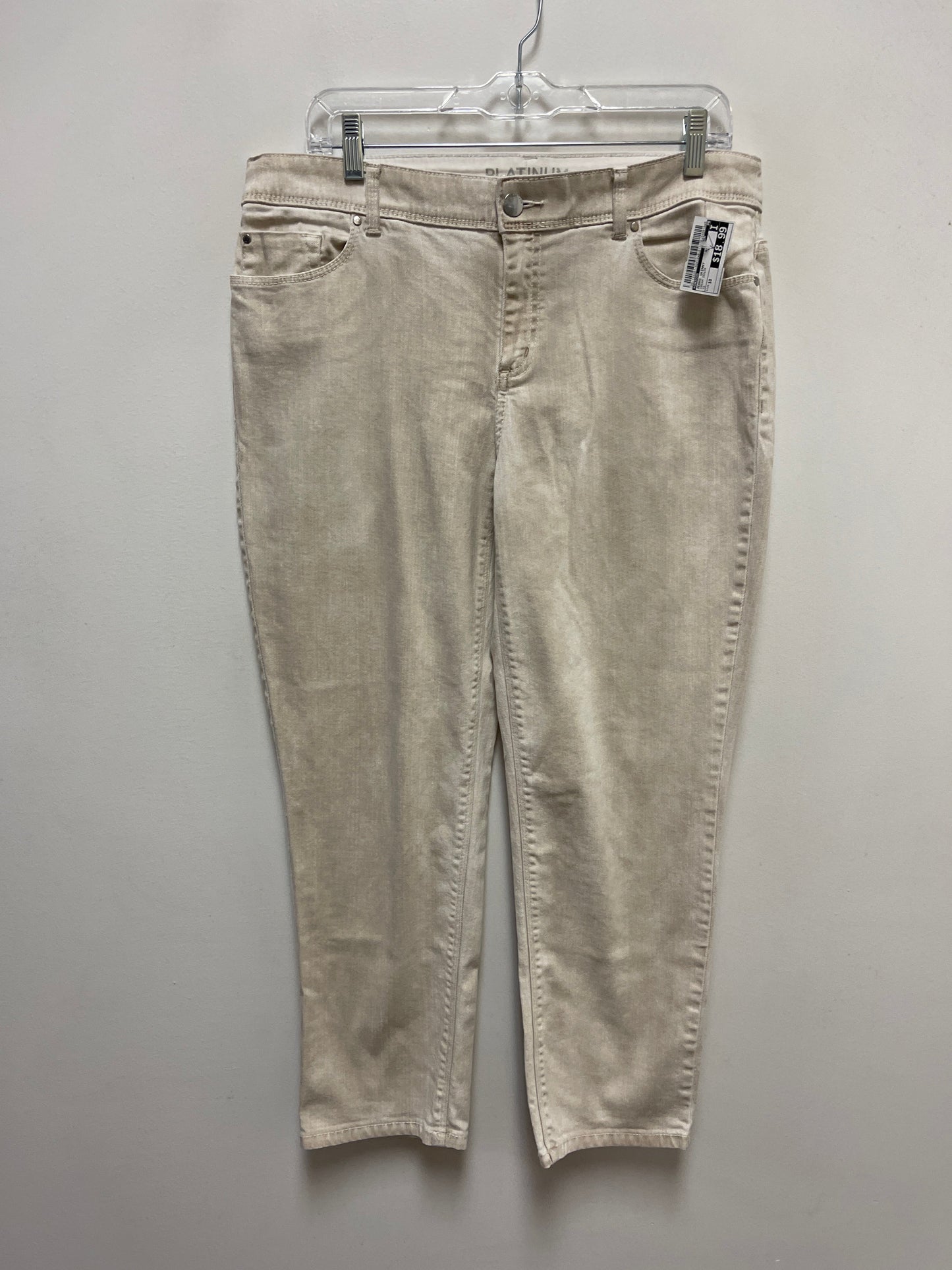 Jeans Skinny By Chicos In Cream Denim, Size: 10