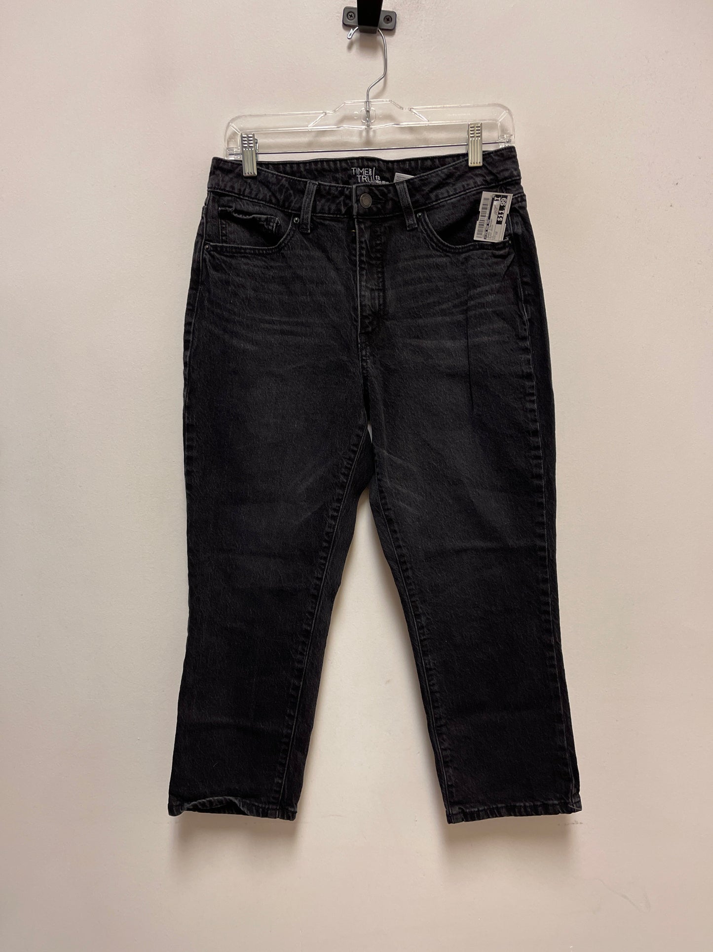 Jeans Straight By Time And Tru In Black Denim, Size: 12