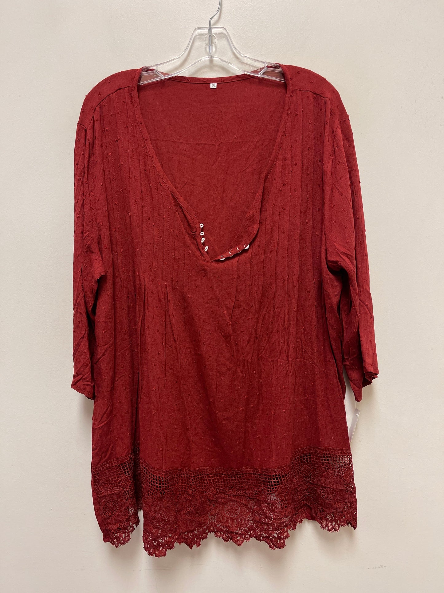 Top Long Sleeve By Clothes Mentor In Red, Size: 2x