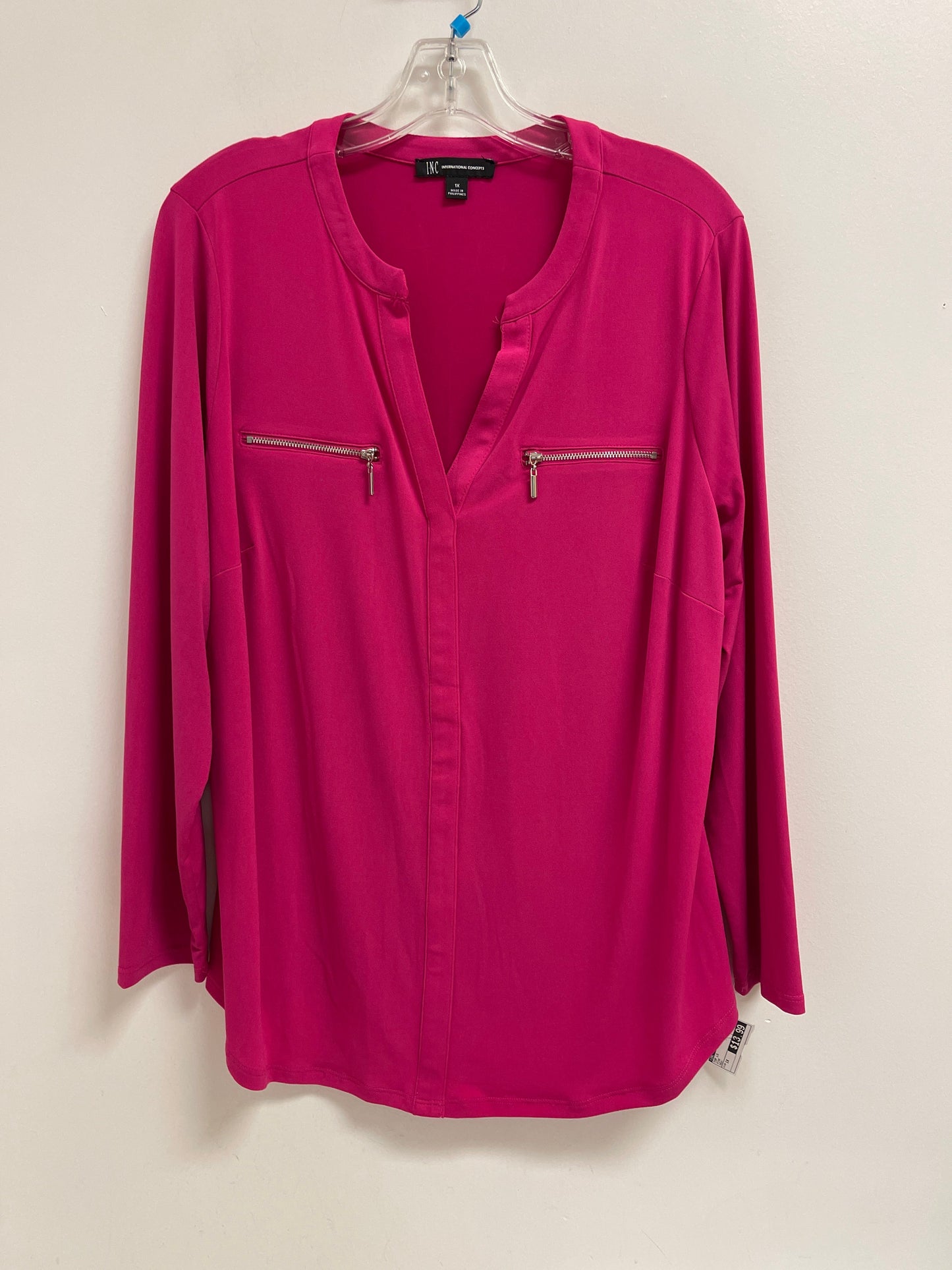 Top Long Sleeve By Inc In Pink, Size: 1x