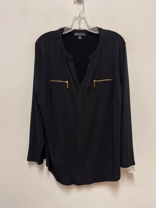 Top Long Sleeve By Inc In Black, Size: 1x